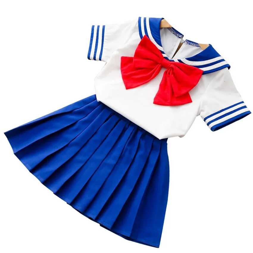 Disfraz de Sailor Moon para niños y niñas, uniforme Kawaii de estilo japonés para escuela primaria, Ropa de baile de Coro, 90-130cm