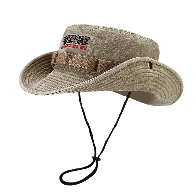 Rope Fisherman Hats Men Women Summer Outdoor Fishing Anti-Sun Panama Letter Embroidered Bucket Hat Mountaineering Travel Camp