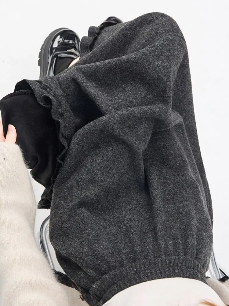 2026 Fashion Stitching Loose Skirts Female Autumn and Winter Thicken Long Woolen Skirt Women Elastic Waist Warm Skirts U589
