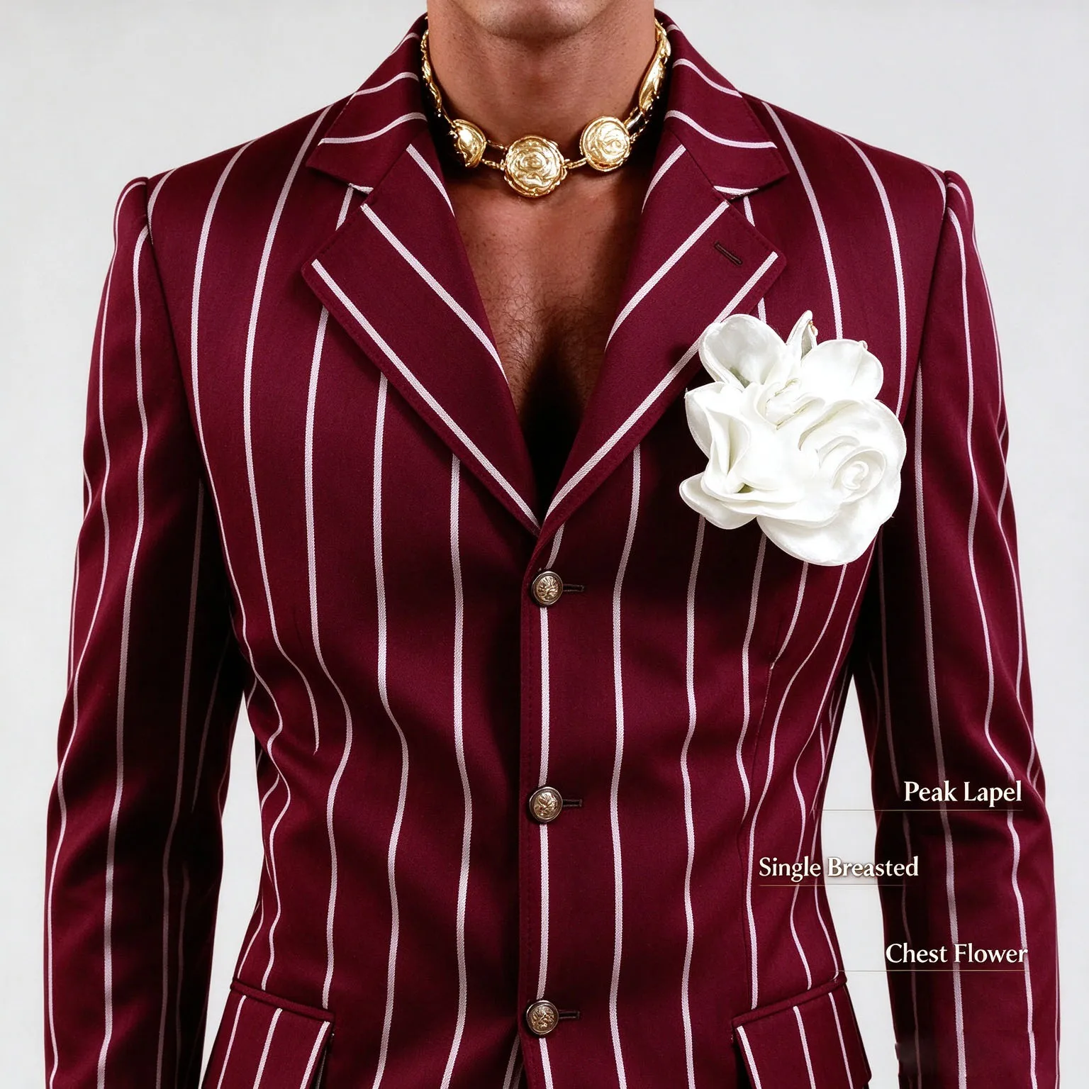 Vintage Men's Striped Suit 2 Pieces Slim Fit Notch Lapel Blazer & Flared Pants Fashion Pinstripe Blazer Trousers Formal Business image 4