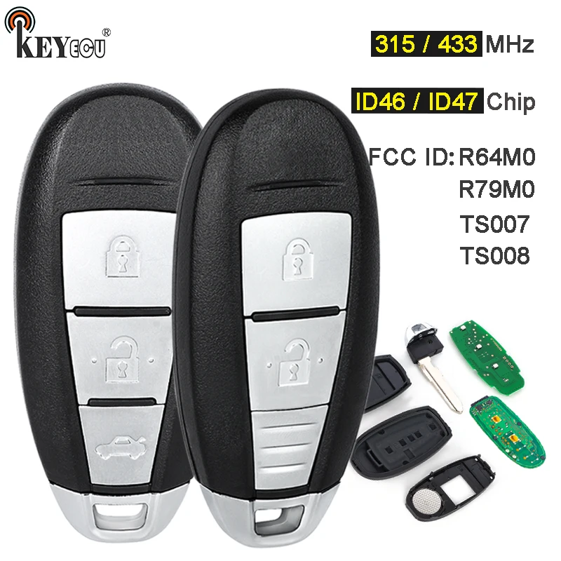 KEYECU 315MHz 433MHz ID46 ID47 Chip TS007 TS008 R64M0 R79M0 Keyless-Go Remote Key Fob for Suzuki Ciaz Grand Vitara Kizashi Swift