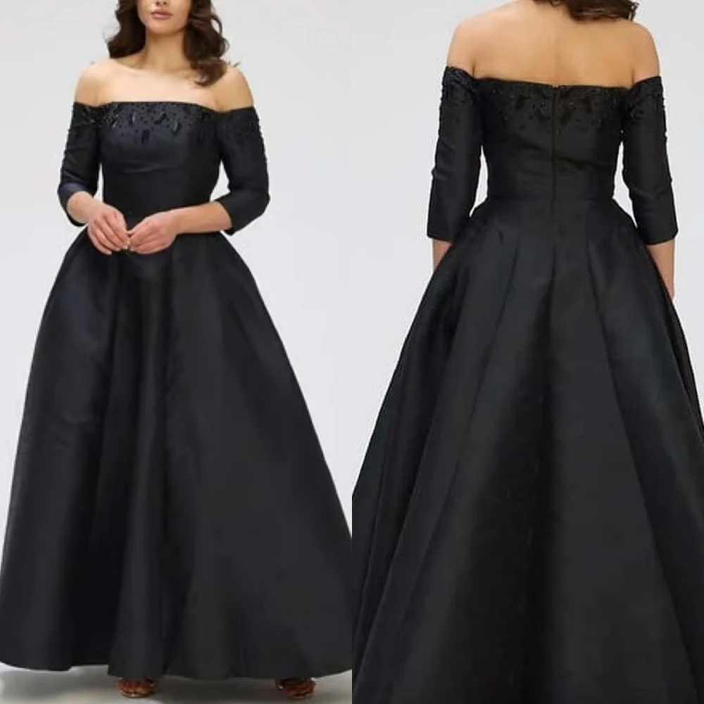 فستان سهرة رسمي أنيق مخصص على شكل حرف A برقبة قارب، فساتين مناسبة مخصصة للحفلات ذات جودة عالية