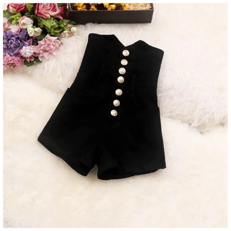 กางเกงขาสั้นทรงดินสอเอวสูงสำหรับผู้หญิง ดีไซน์ใหม่ กระดุมแถวเดียว ยางยืด สไตล์เกาหลี เหมาะสำหรับใส่ทำงาน