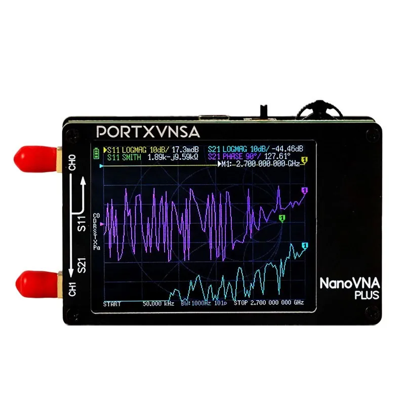 Upgraded NanoVNA Plus 50kHz-2.7GHz Portable Handheld Vector Network Analyzer 2.8-inch Touch Screen VNA with 32GB SD Card