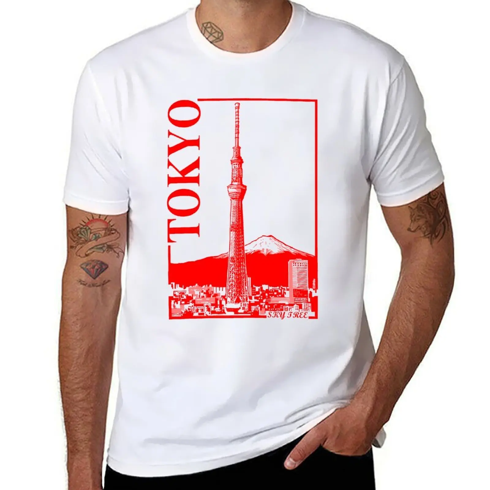 

Tokyo-Sky Tree T-Shirt man t shirt heavy cotton men t shirt cotton 100% T-Shirt