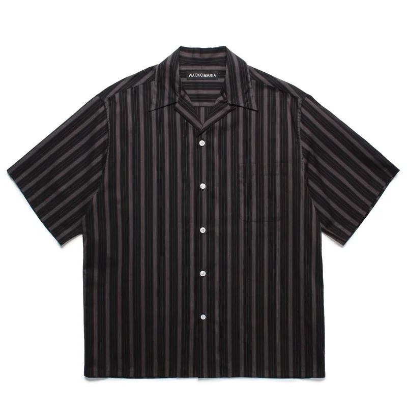 25FW Multi-style Brand WACKO MARIA Printed Stripe Solid Color Casual Travel Summer Mens Womens Couple Hawaii Short Sleeve Shirt