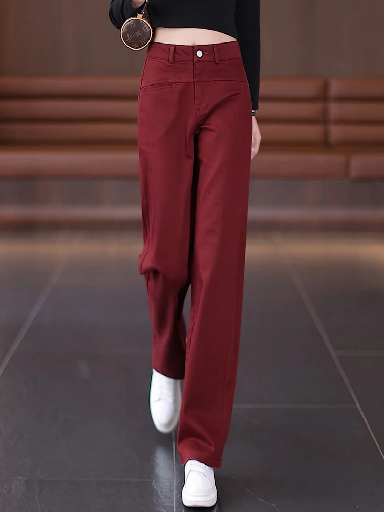 

Ankela High Waist Wide Leg Cotton Jeans Women's Casual Straight Cut Pants Spring Autumn New Style Slimming Effect