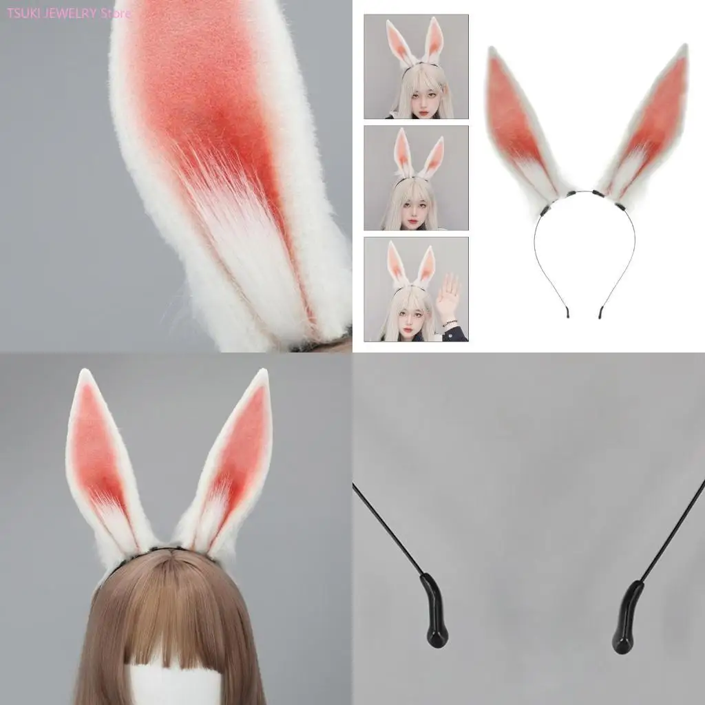 

62KE Large Bunny Ear Live Broadcast Hair Hoop Woman Headband Halloween Hair Decors