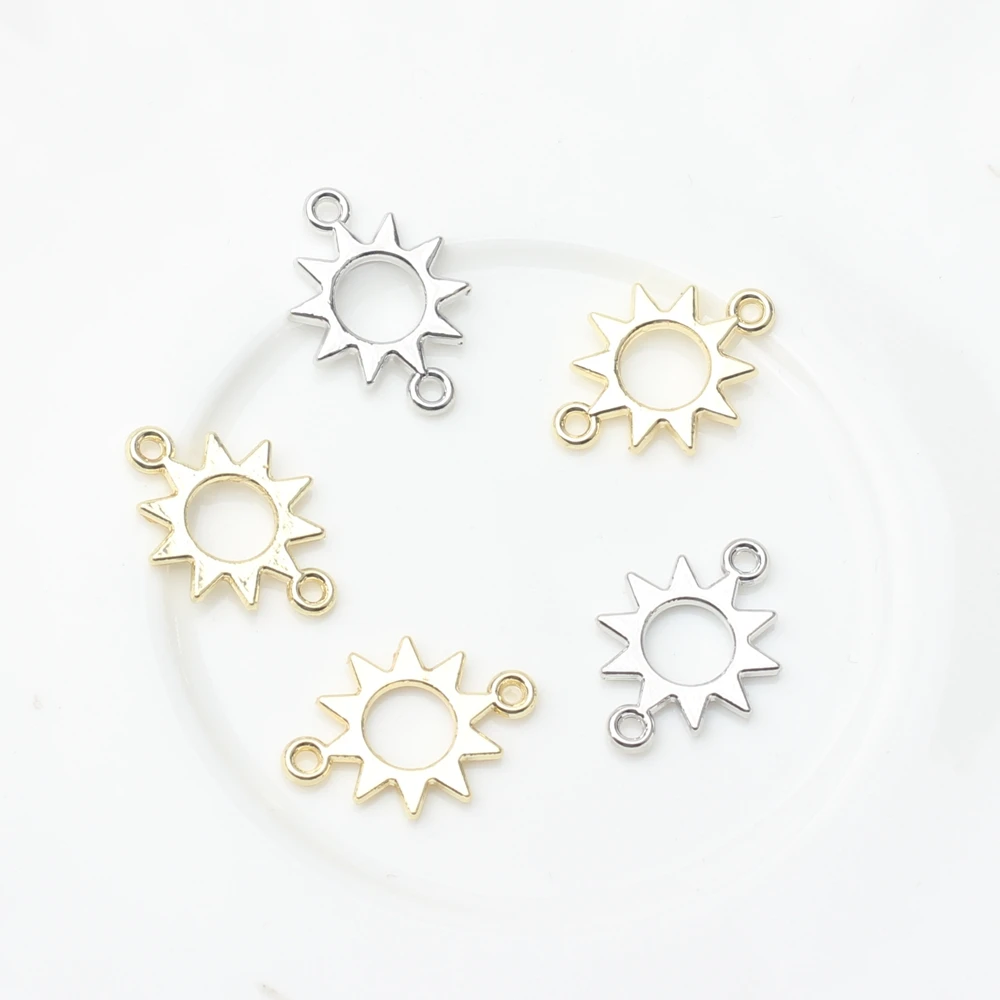 10pcs/lot Zinc Alloy Charms Hollow Mini Sunflower Sun Shape Charms Connector For DIY Fashion Jewelry Making Accessories