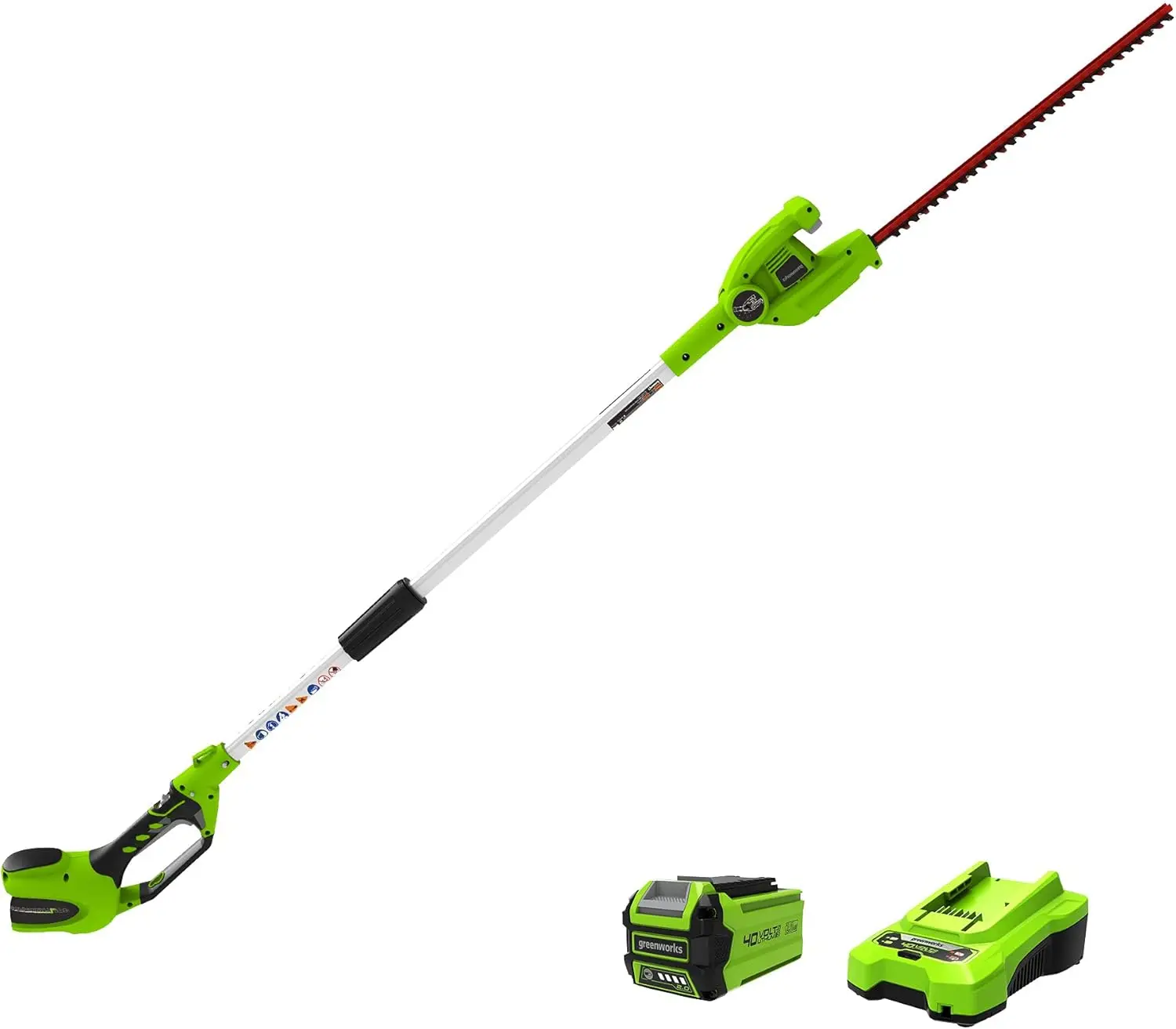 40V 20 Cordless Pole Hedge Trimmer 2.0Ah Battery and Charger Included 20-inch Steel dual action blade 9.2 Pounds