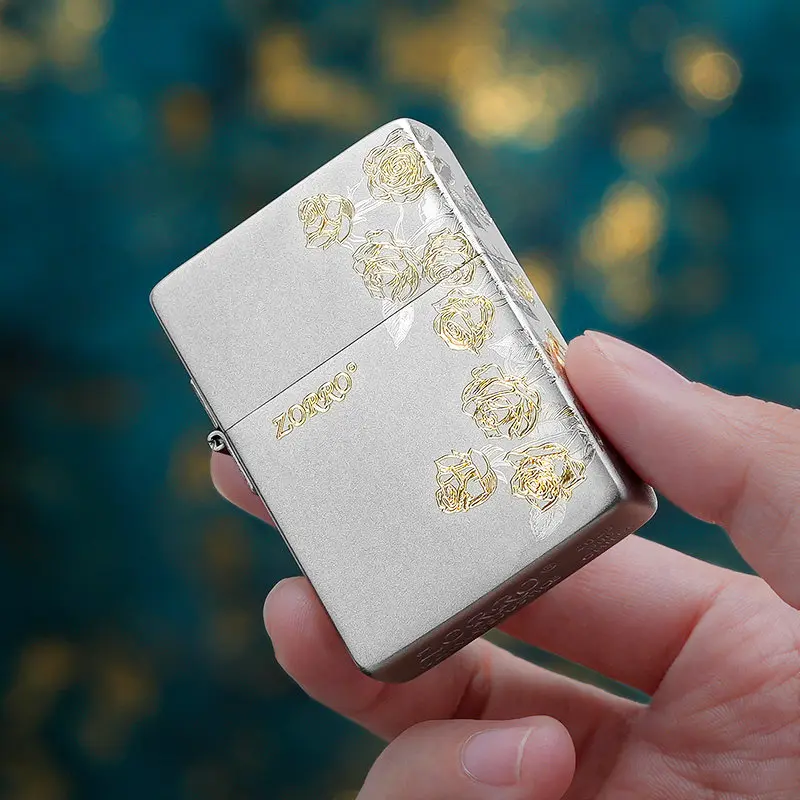 

Зажигалка Zorro 906 Passionate Rose, латунная зажигалка с песочным хромированием, аксессуары для сигарет, подарок для мужчин
