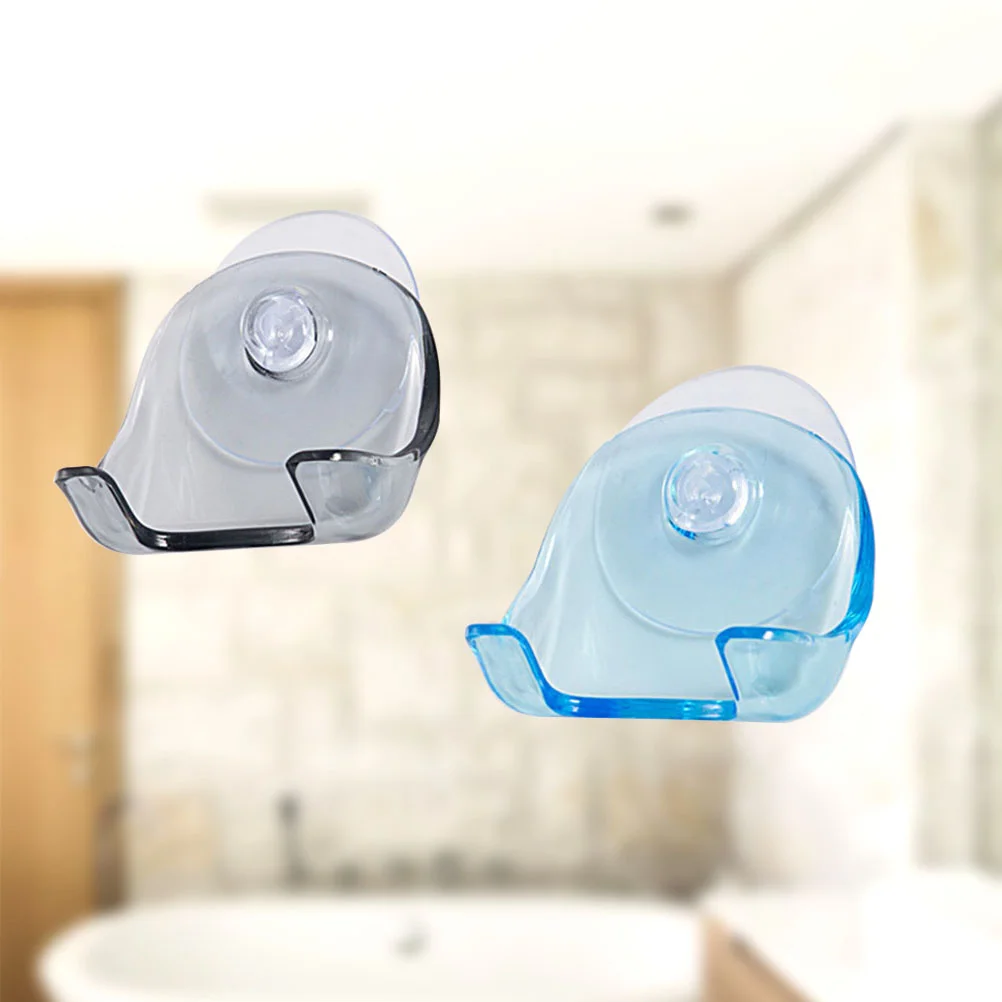 

2pcs Wall Razor Holder Plastic Shaver Holder with Strong Suction Cup Razor Rack Organizer(Blue and Grey for Each 1pc)