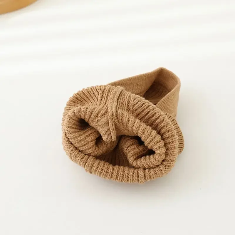 Children\'s Autumn and Winter Striped Knitted Hat Boys and Girls Baby Cute Hat Scarf Integrated Earflaps Woolen Hat