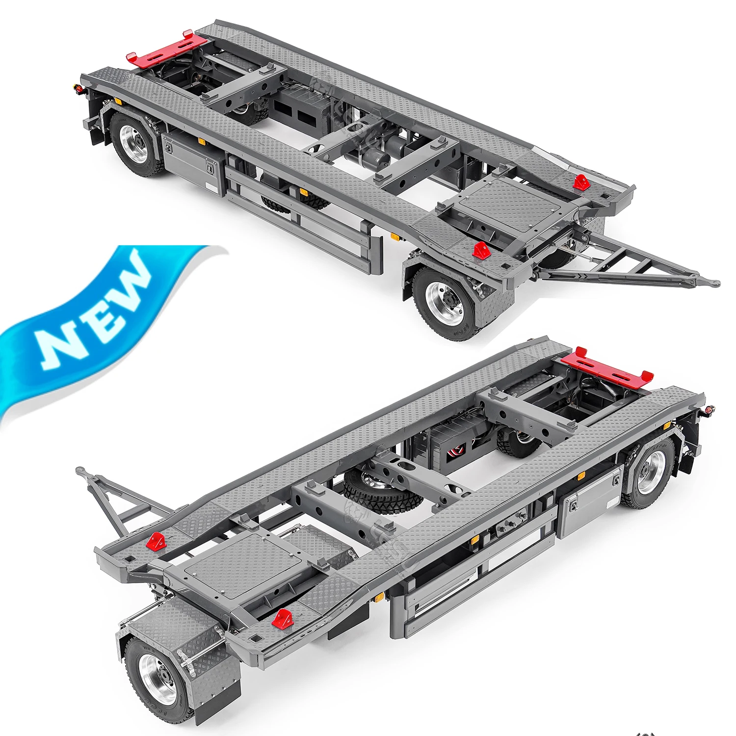 LESU Metal Full Trailer New 1/14 Roro RC Full Trailer Suitable for Toy Remote Control Tractor Truck Car Simulation Model