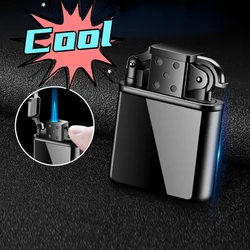 Retro Turbo Jet Compact Butane Torch Metal Cigarette Lighters 1300 C Windproof Petrol Blue Flame Old Gas Lighter