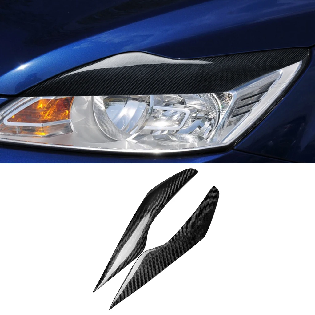 

1pair Real Carbon Fiber Car Headlights Eyebrow Eyelids Trim Cover For Ford Focus 2009 2010 2011 Car Accessories