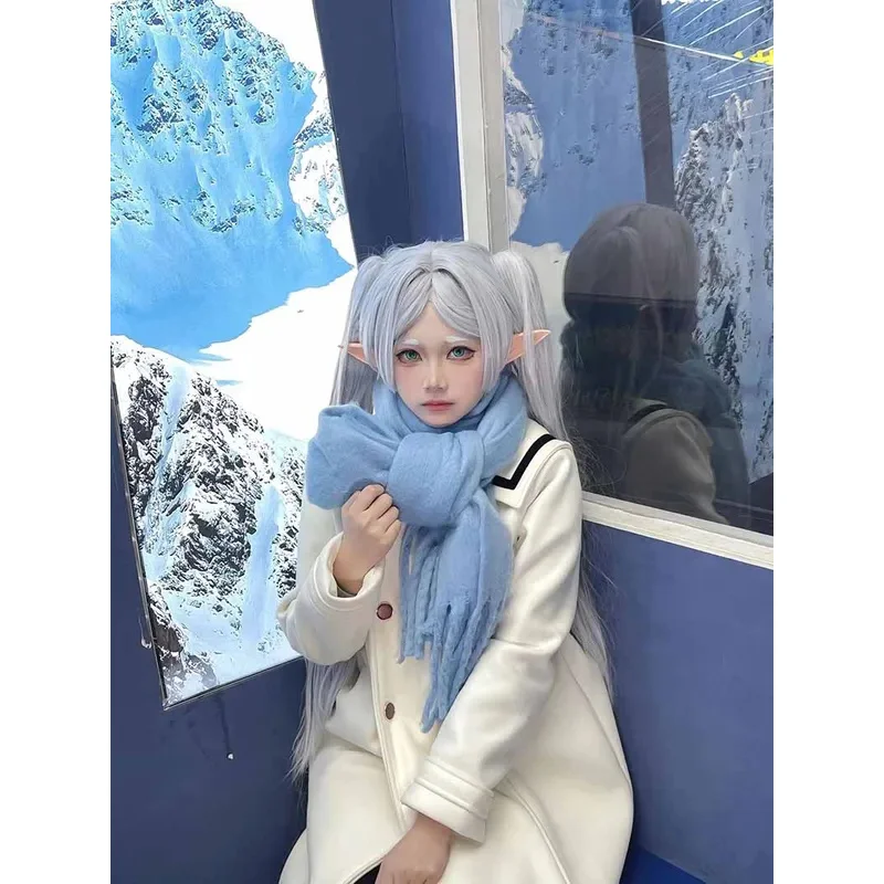 Frieren Cosplay Costume Anime Frieren Beyond Journey's End Dress Wig Sweater Coat Elf Ears Women Adult Carnival Party Mage Suit