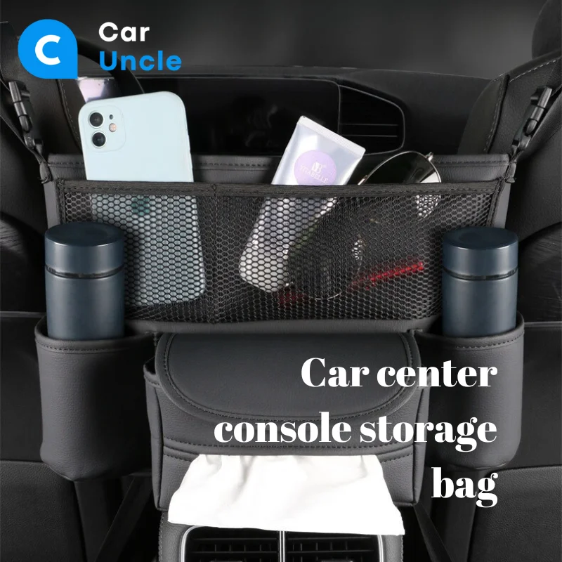 Car Handbag Holder Interior PU Auto Seat Storage Bag Middle Box Hanging Pocket Organizer Car Stowing Tidying for Tissue Drink