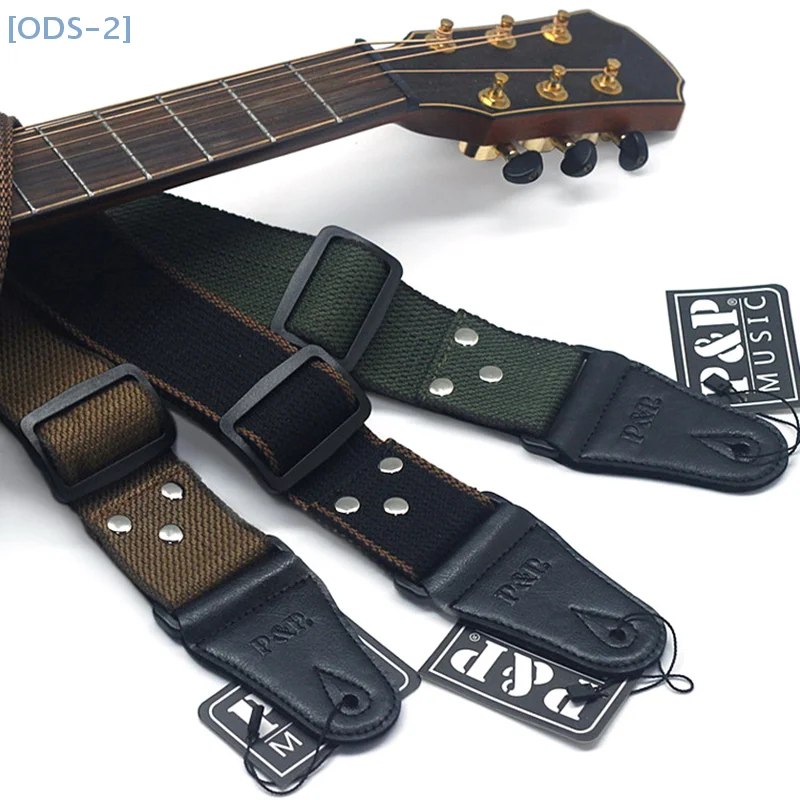 【ODS-2】Adjustable Guitar Straps Wide Thick Denim Cotton PU Leather Guitar Straps Bass Ukulele Guitar Accessories Guitar Parts