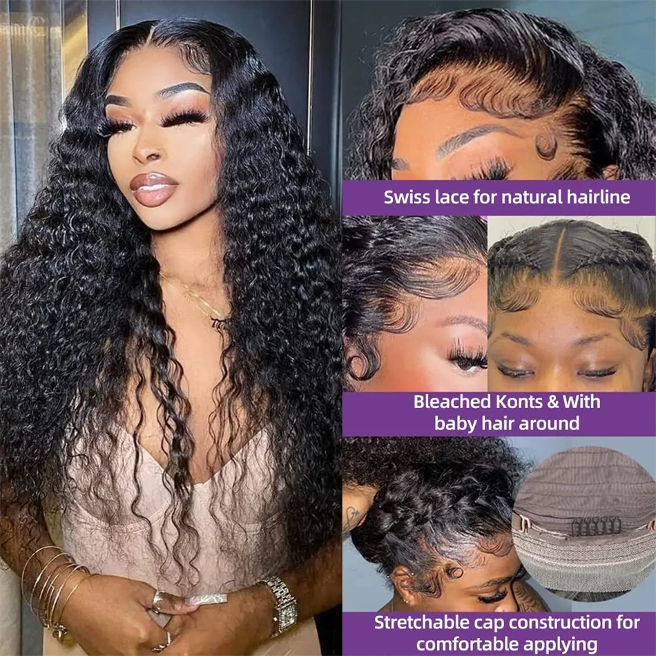 13x6 Hd Lace Frontal Curly Wig Human Hair 30 Inch 13x4 Hd Transparent Lace Front Brazilian Preplucked Deep Wave Human Hair Wig