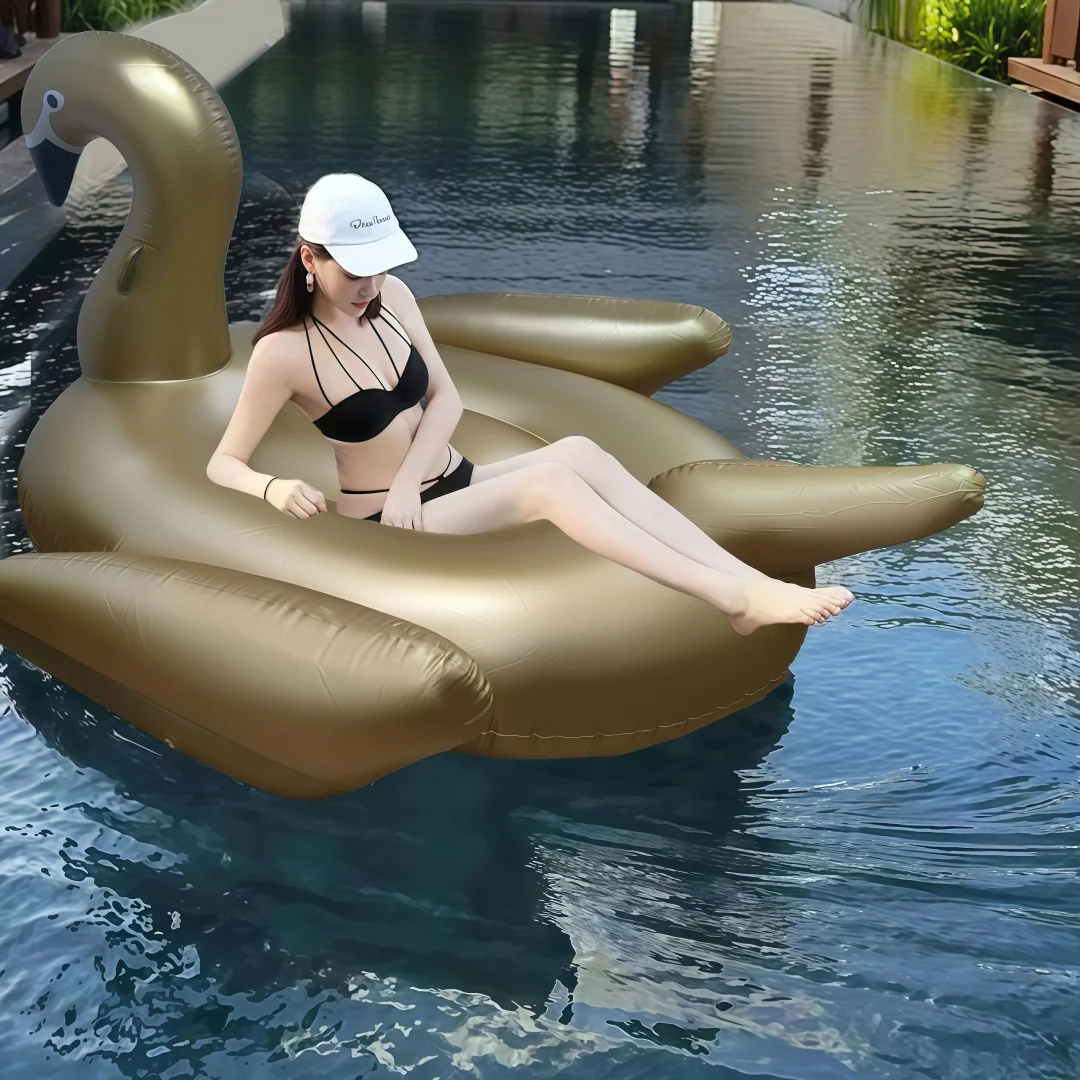 Summer Water Toys Swimming Pool Toy Water Party Floating Bed Giant PVC Inflatable Swan Floating Row Floating Raft Air Mattres