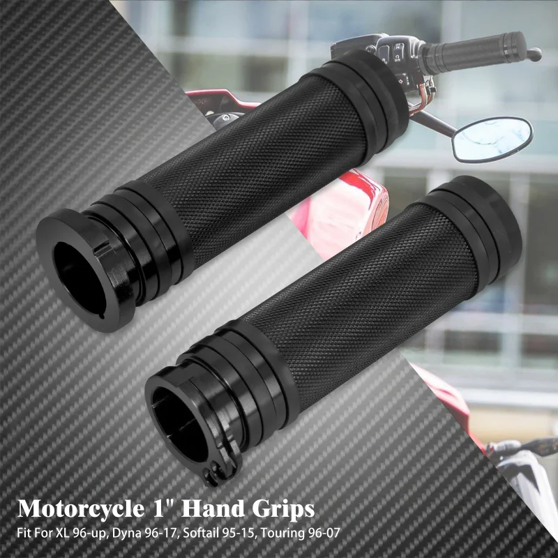 

Motorcycle Black Hand Grips Aluminum For Harley Sportster 883 1200 XL VRSC Touring Dyna Softail Custom 96-UP Handle Bar