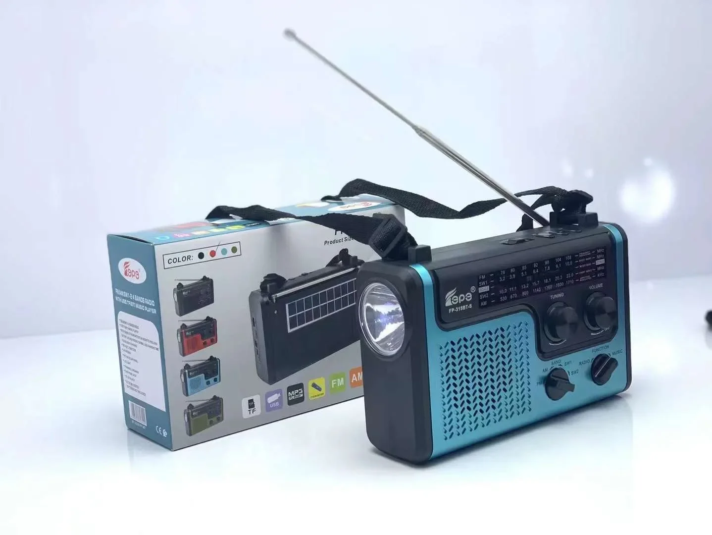 FEPE FP-315BT-S Emergency Solar Hand Crank Dynamo Noaa Weather Band Radio With Flashlight