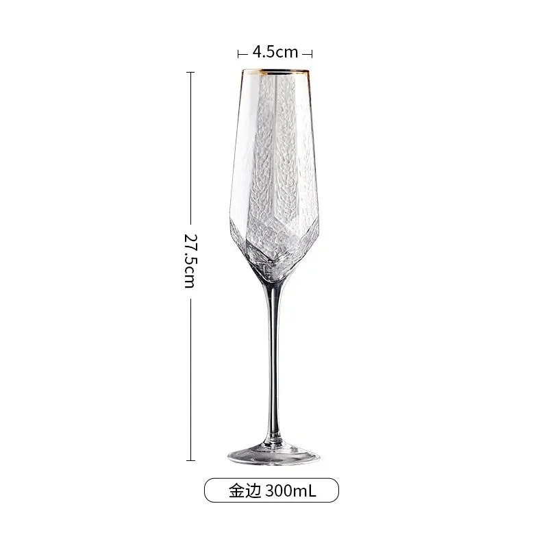 Gold Rim Crystal Red Wine Cup European Hammer Champagne Cup Colored Glass Cups Vintage Wine Glasses Set Wineglass Spirit Goblet