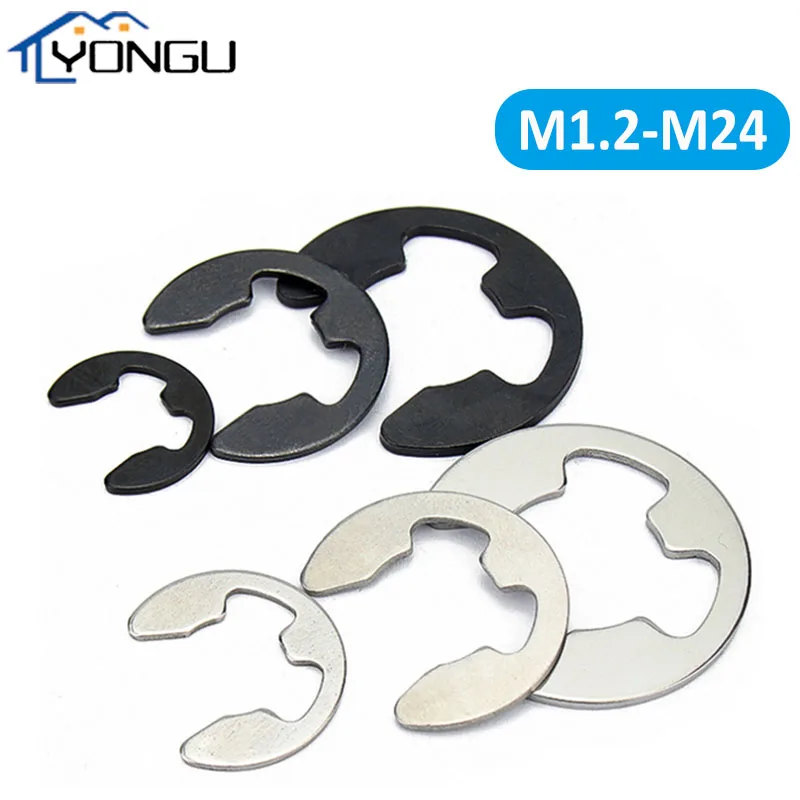 304 Stainless Steel Shaft External Retaining E Rings Black Mn Steel E Clip Snap Circlip Washer Retaining Gasket Lock for Shafts