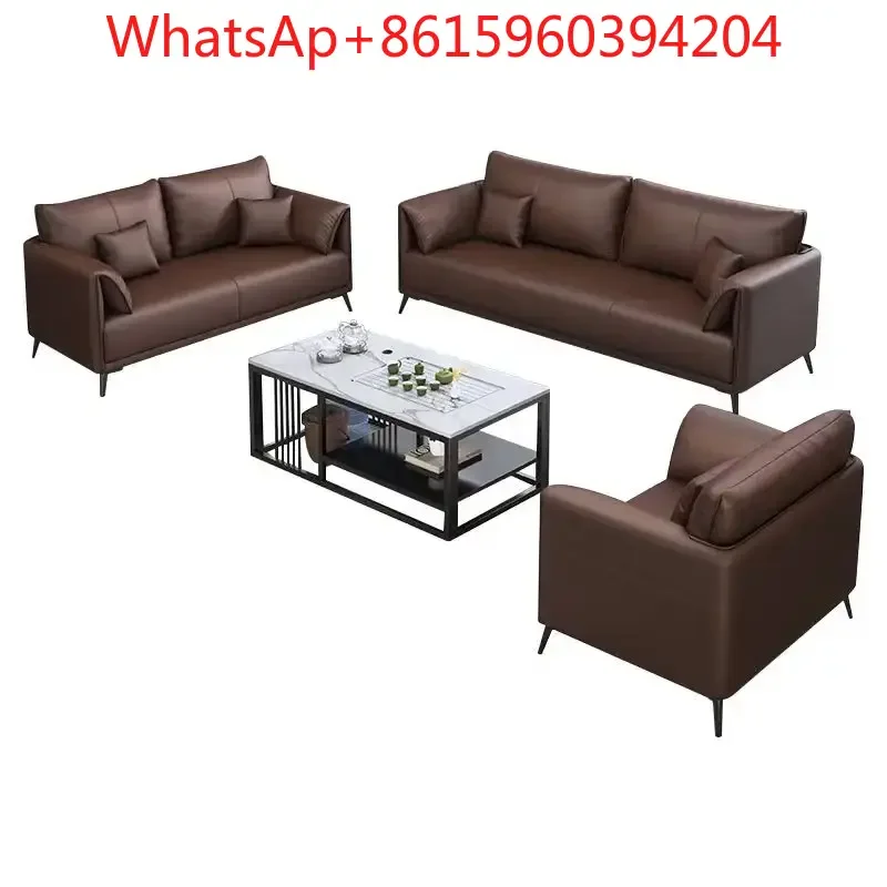 New office sofa simple coffee table combination meeting guests reception room business office sofa leather three