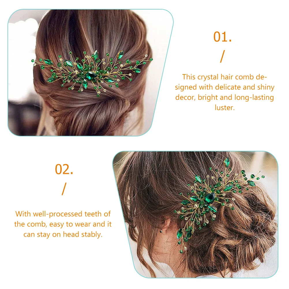 

Bridal Hair Comb Wedding Crystal Headpiece Bride Accessory Elegant Shiny Decor for Women Girls Dance Party Event Secure Hold