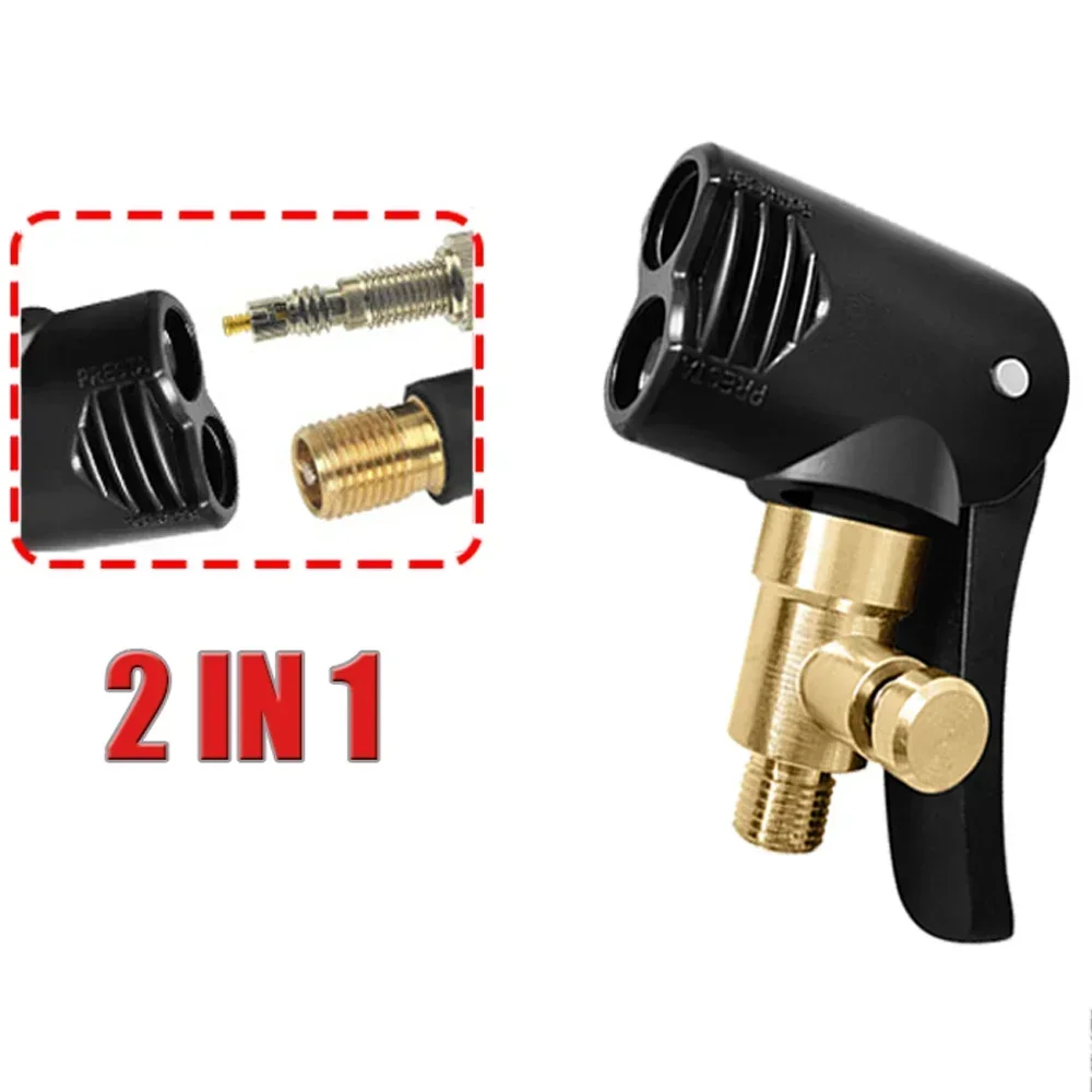 2-In-1 Bicycle Pump Nozzle Hose Adapter Inflatable Pump Motorbike Air Chuck Inflator Valve Connector Adapter Auto Accessories