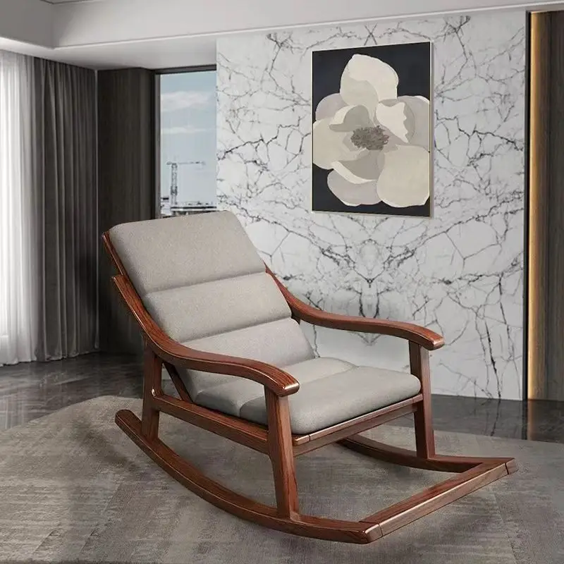 Solid wood rocking chair leisure family home recliner leisure chair living room balcony lazy nap elderly single chair