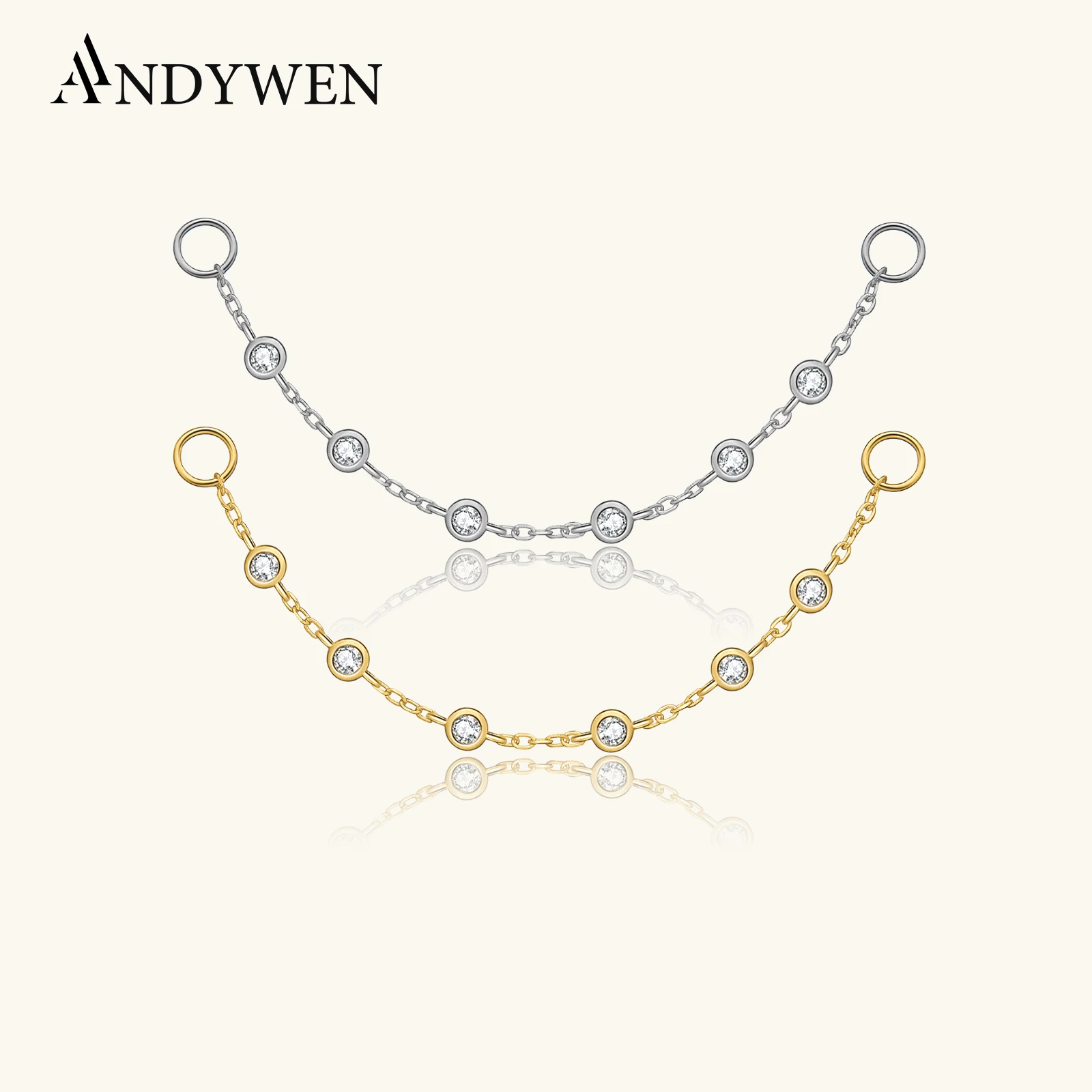 ANDYWEN 925 Sterling Silber Zirkon CZ Kette Ersatzteile Rock Punk Hoop Piercing Hoops Tropfen Ohrring Edlen Schmuck Geschenk