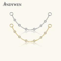 ANDYWEN 925 Sterling Silver Zircon CZ Chain Spare Parts Rock Punk Hoop Piercing Hoops Drop Earring Fine Jewelry Gift