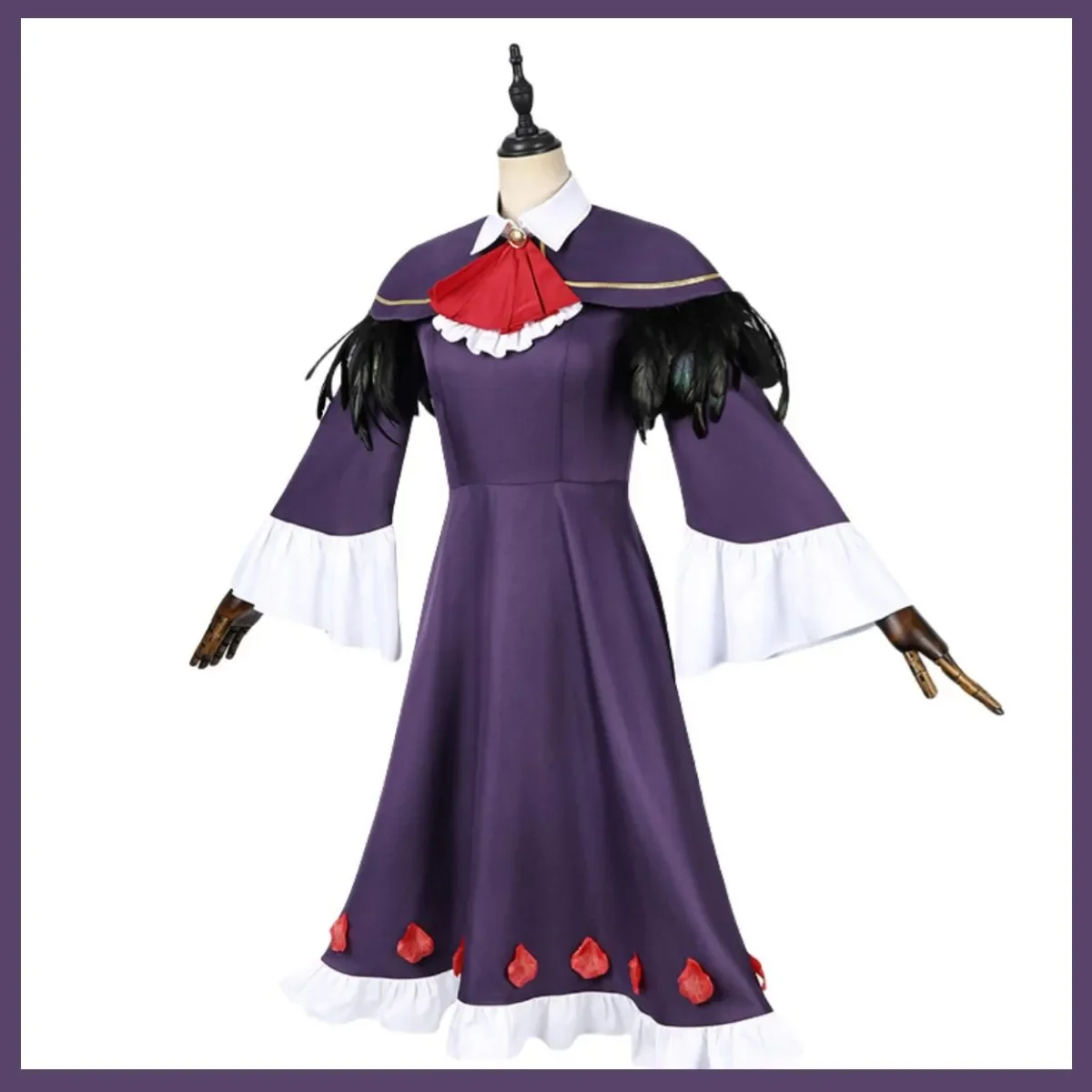 Disfraz de Anime Puella Magi Madoka Magica Akemi Homura, vestido morado oscuro, chal de plumas, peluca, traje Sexy de Halloween para mujer