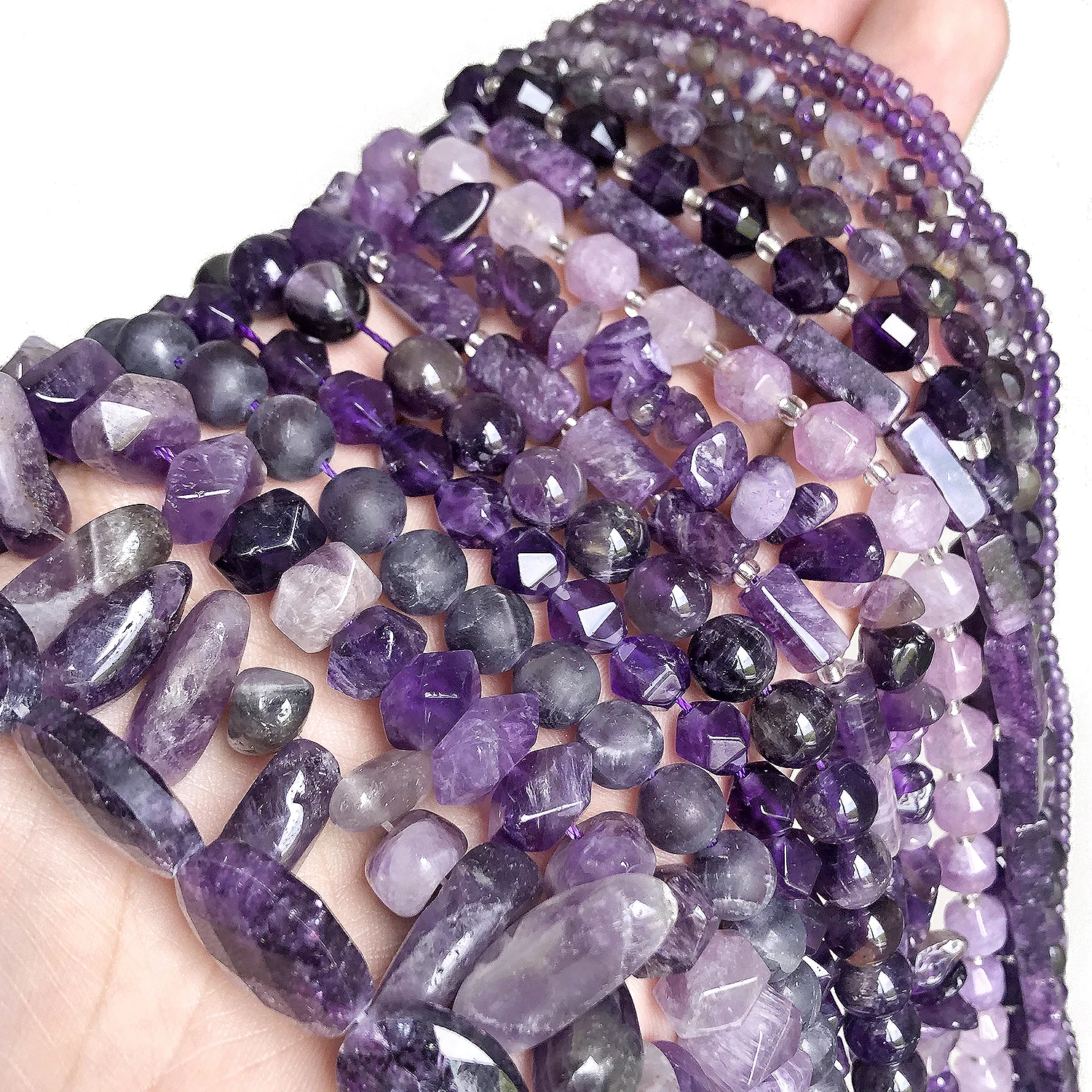 Natural Amethysts Purple Crystal Quartz Round Faceted Matte Irregular Gem Stone Beads For Jewelry Making Diy Bracelet Necklace