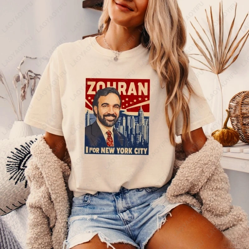 Koszulka Zohran dla NYC 2025, koszulki z grafiką Zohran Mamdani Mayor, modna, progresywna odzież codzienna, koszulka męska i damska, bawełniana koszulka
