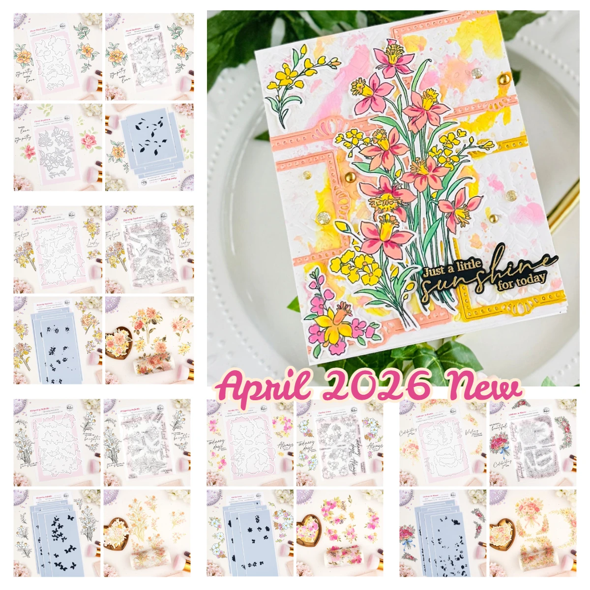 

April 2026 New Pink fresh Metal Cutting Dies Stamps Hot Foil Stencils Handmade DIY Scrapbooking Greeting Card Diary Craft Deco