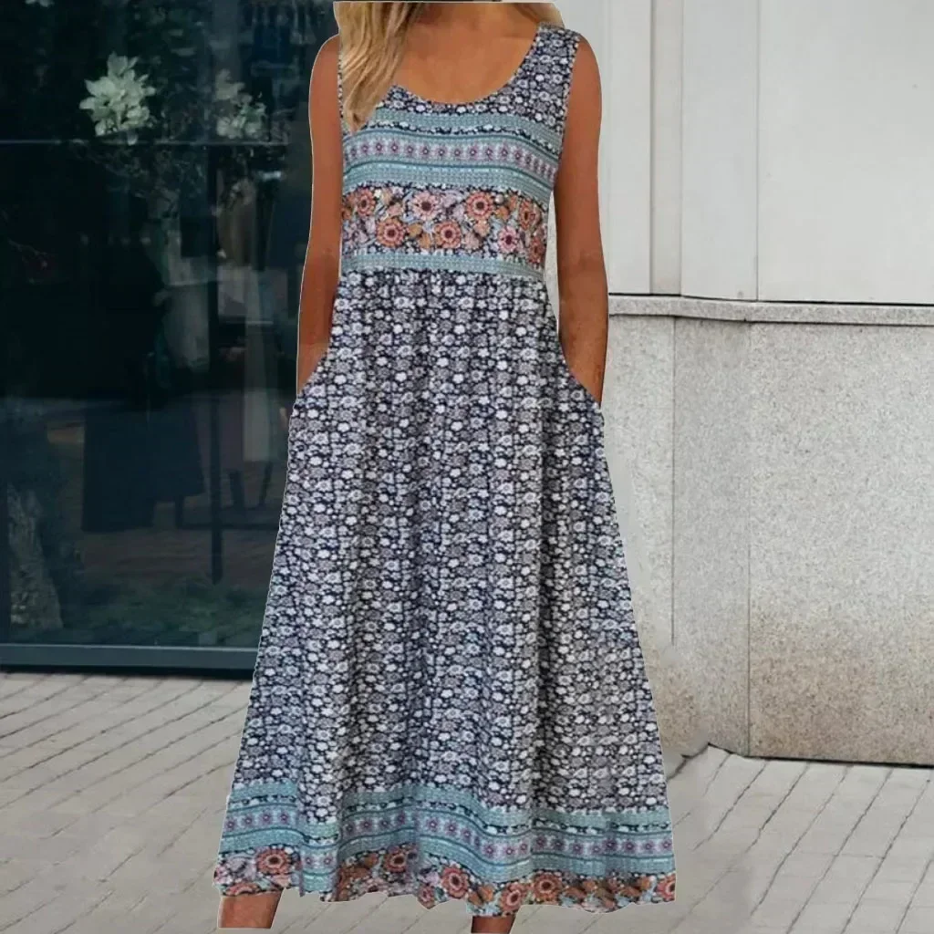 Nouvelle robe printemps et été Europe, Amérique, Amazon avec imprimé ethnique – Style Boho décontracté pour femmes