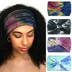 Hair Scarfs Boho for Women Girls Criss Cross Yoga Twist Headbands Sport Head Wraps Tie Dye Turban Wide Knotted Headbands