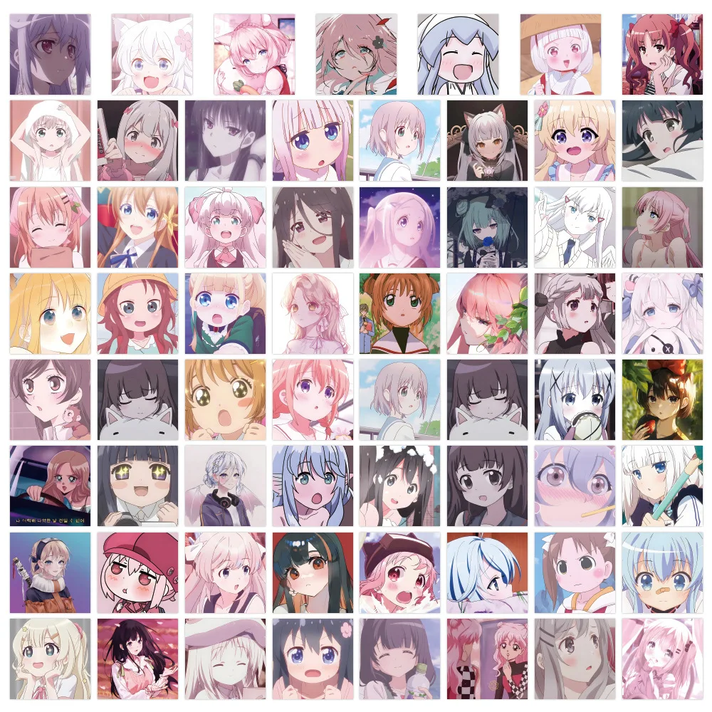 120pcss Non-repeating Random Two-dimensional Female Avatar Cartoon Anime Girl Expression Pack Mobile Phone Case Ipad Sticker