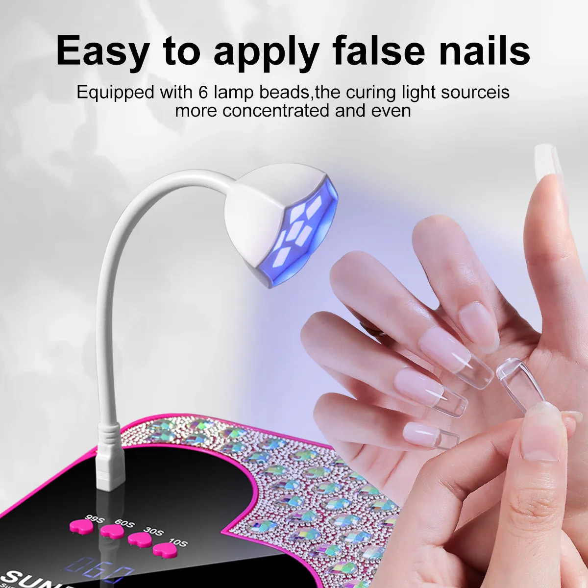 ثلاثية الأبعاد الماس الأشعة فوق البنفسجية LED مسمار مصباح للتجفيف السريع هلام مسمار العلاج بالضوء آلة شكل قلب 45 المصابيح مانيكير صالون أداة المعدات