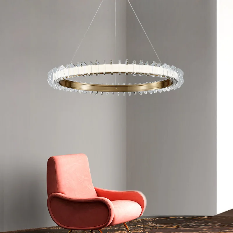 Nordic LED Acrylic Pendant Light Bedroom Luxury Designer Ceiling Chandelier Circular Modern Home Decor Luminaria Hanging Lamp