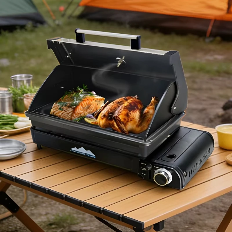 Camping Kitchen Stoves Stove With Oven Portable Outdoor Camping Windproof Stainless Steel Stove Camping Cooking Set