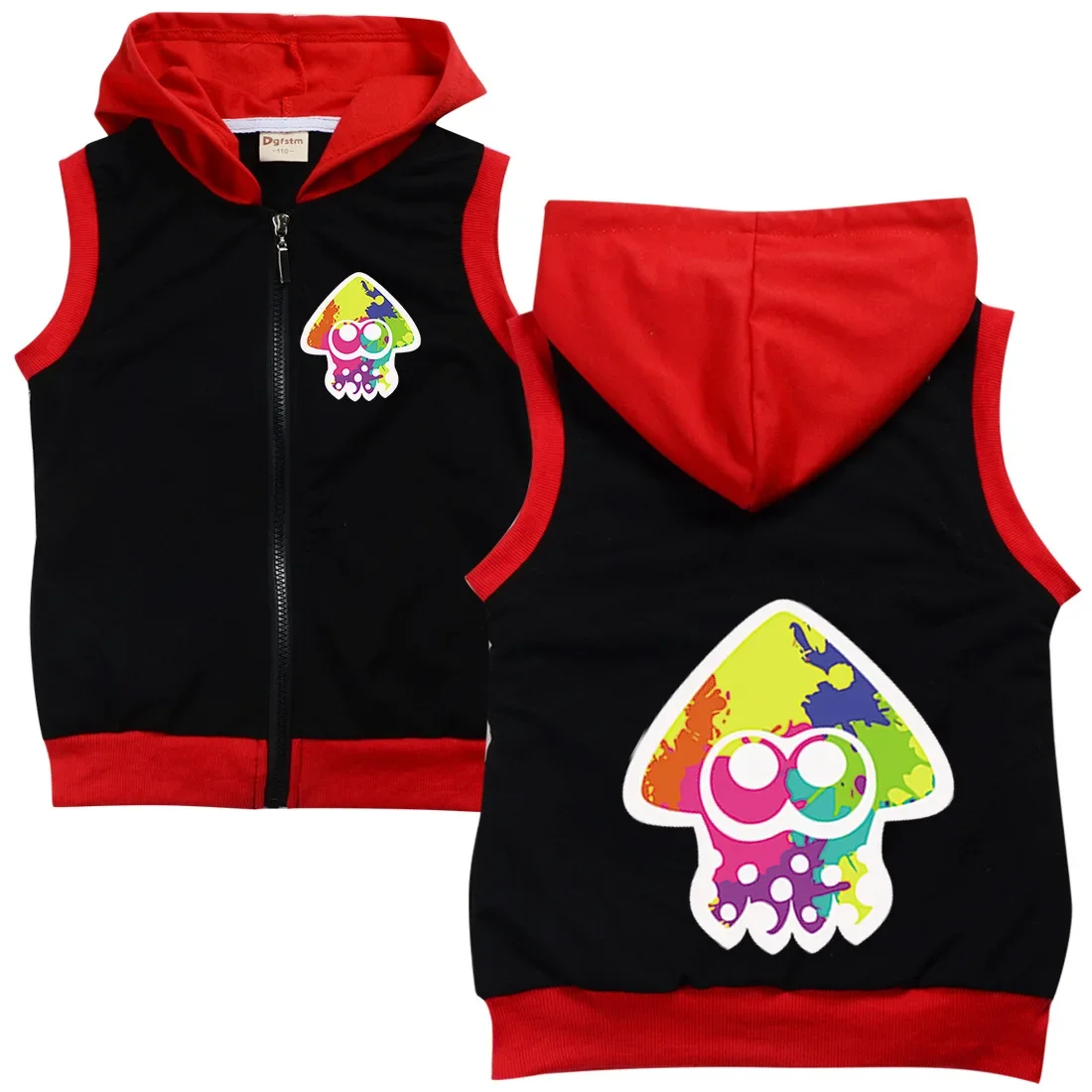 

Game Inkling Splatoon 3 Clothes Kids Sleeveless Jackets with Zipper Baby Boys Hooded Vest Coats Teenager Girls Fashion Outerwear