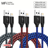 1m 2m 3m Fast Charging USB Cable for iPhone 11 12 13 14 Pro XS Max XR X 6S 7 8 Plus SE Nylon Braided Wire USB Charger Data Cable