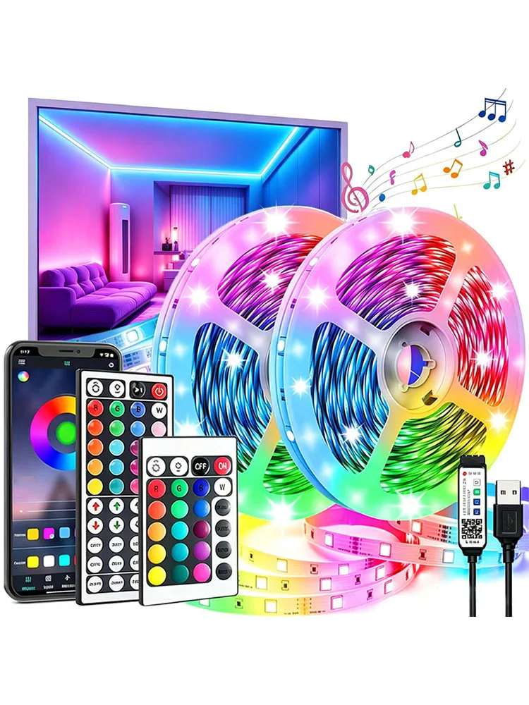 5V USB LED-Lichtstreifen für Räume mit App-Steuerung, flexibles Band 5m/10m/20m, LED-Band für Raum- und Schlafzimmerdekoration – Detail 1