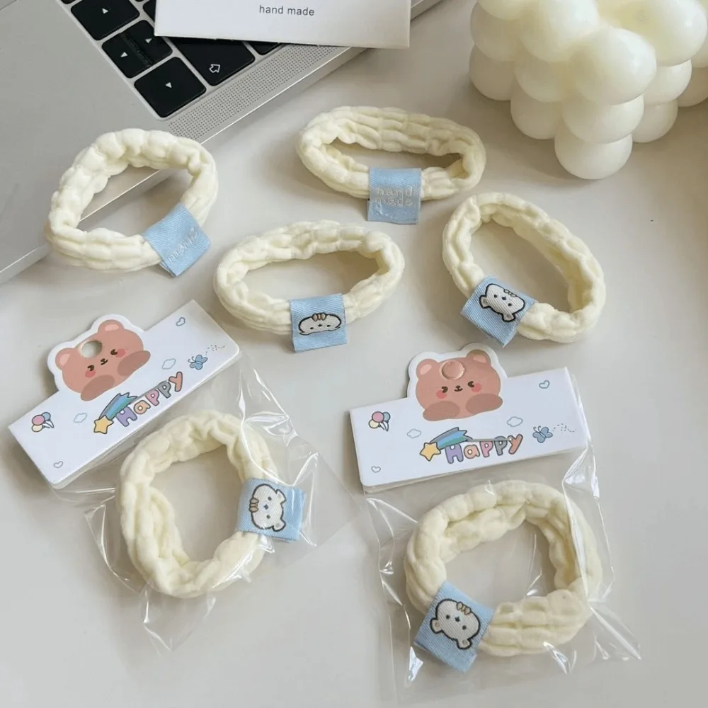 Высокоэластичная повязка на голову без следов с логотипом из ткани с плюшевым мишкой, милое полотенце, резинка для волос для тонкой кишки, элегантные аксессуары для хвоста