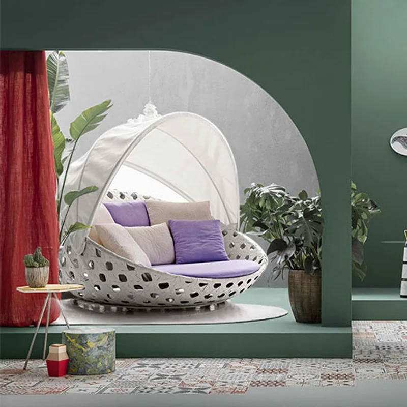 

Garden furniture, outdoor round bed, balcony, courtyard leisure rattan bed